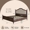 A Sturdy Wooden Bed Frame, Featuring a Stylish Platform Design with a Sophisticated 52.5" Upholstered Tufted Headboard, Merging Strength with Elegance