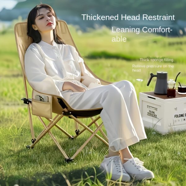 product-fancy-04e54d31-e4b9-433f-9913-17bcc88038a2 2 High-backed Moon Chairs Come with A Storage Bag for Easy Folding And Storage - Durable Iron Alloy, Suitable for Courtyards, Outdoor Leisure, Camping And Fishing Beach Chairs
