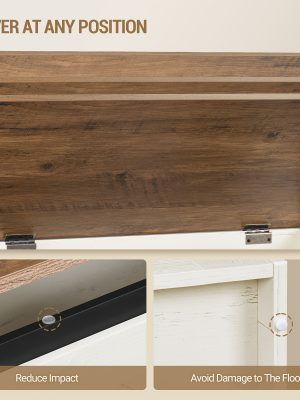 59.1-Inch Storage Box with a Large Storage Bench Featuring Two Hinges, Farmhouse-Style Wooden Box Bench, Lift-Top Storage Chest, Wooden Bed-End Bench, Suitable for Entryways And Bedrooms, in a Vintage White Color