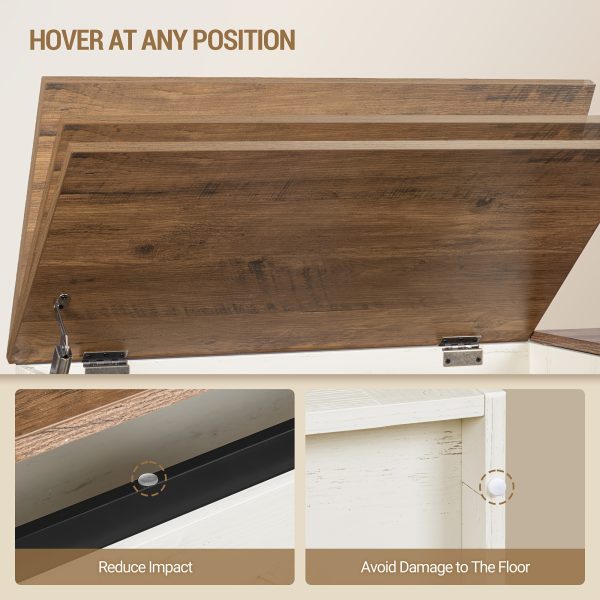 product-fancy-04e555b5-fc8c-4145-a080-c48e5ff21dee 59.1-Inch Storage Box with a Large Storage Bench Featuring Two Hinges, Farmhouse-Style Wooden Box Bench, Lift-Top Storage Chest, Wooden Bed-End Bench, Suitable for Entryways And Bedrooms, in a Vintage White Color