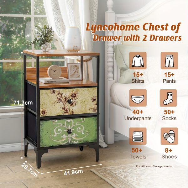 product-fancy-04fd1533-39d7-44d6-96f5-6b25cd1f65b0 Nightstand Set of 2, Night Stand with Fabric Drawer, Mesh Shelf, Side Table with Storage, Fabric Drawer Dresser, Open Shelf, Metal Frame, Bedroom