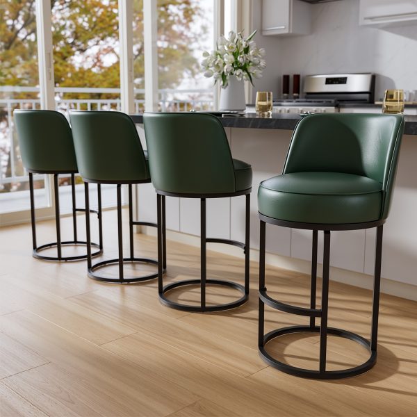 Office Products Office Furniture Guest & Reception Chairs, Counter Height Bar Stool, Swivel Barstools Set of 4, Upholstered Barstools with Backs, Metal Base, 26" Seat Height, White/Brown/Gray/Green