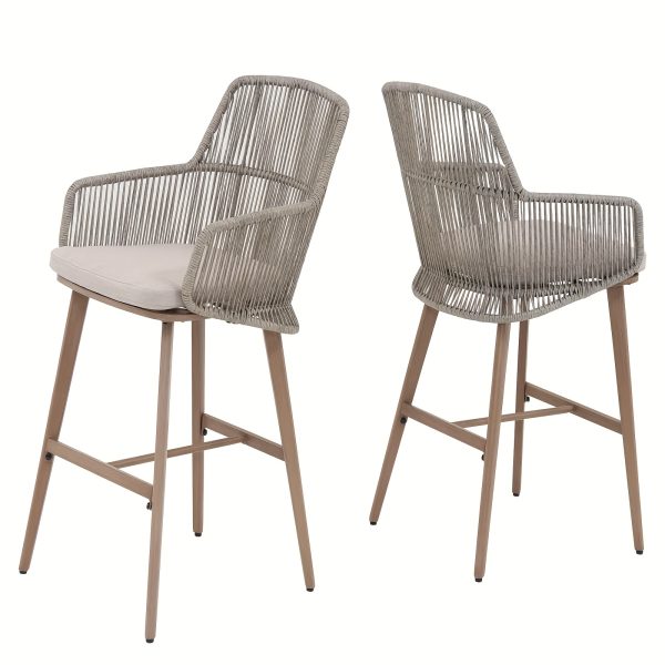 product-fancy-055f8fd3-d074-4eeb-83a4-0c3cfc3109e4 Set of 2 Modern Metal Bar Stools for Outdoor Use, Ideal for Poolside, Garden, Or Deck