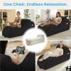 product-fancy-05b39d96-72b6-4dd4-876b-f9e2019b732a Striped Adult Yoga Chair, Indoor Toilet Chair with Side Pockets, Headrest, Lumbar Cushion, Movable Footrest, Curved Yoga Sofa for Relaxing And Stretching in Bedroom, Black