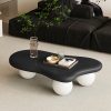 product-fancy-06452ff7-9b43-4706-aa59-6d02253917a3 40 Inch Cloud Shaped Coffee Table with 3 Ball Legs Modern Irregular Accent Table White Top Black Legs Sturdy MDF Construction Smooth Curved Corners Child Pet Friendly Easy Assembly Spacious Surface for Living Room Bedroom Apartment Home