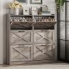 product-fancy-068cb604-9576-41a2-a818-409876aa8285 Washed Gray Shoe Storage Cabinet with 6 Flip Drawers | Narrow Freestanding Shoe Cabinet and Shoe Storage Organizer with Metal Handles for Entryway, Large Shoe Rack Organizer, Modern Farmhouse Style, Ideal for Shoe Racks, Made of Particle Board