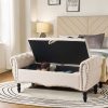 product-fancy-06bda197-4472-47b2-8469-48e602ddb738 Mid-Century Modern Large Capacity Wooden Storage Box, Bedroom End of Bed Chair with Roll-Up Arms - Spacious Storage Space, Flip-Top Design, Perfect for Bedroom, Living Room, Hallway - Durable, Sturdy, Easy to Assemble