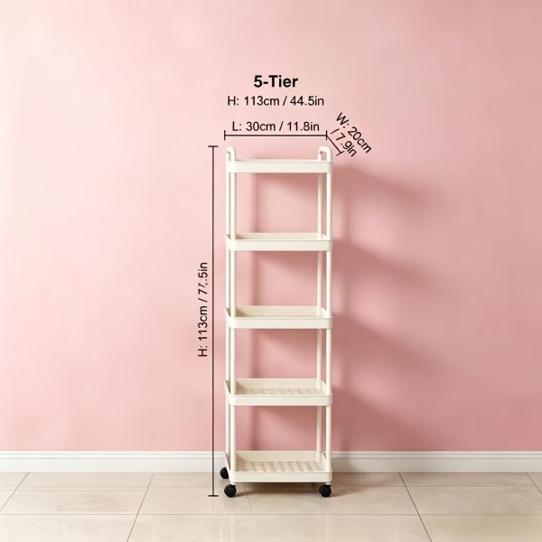 product-fancy-071e56c9-aa99-492e-a01f-b1b17d162fea 4-Tier Household Portable Floor Standing Nursing Cart with Handles, Storage Cart, Adjustable Multi-Level Changing Stand for Diapers, Bottles, And More