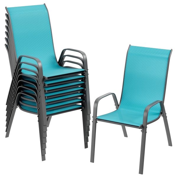 product-fancy-0722cf0e-b7d1-4c8d-8e6a-28e7ba411daa 8/6pcs Patio Chairs, All Weather Textilene Fabric & Metal Frame, W/Armrests, Strenthened Iron Spacers, 330 LBS, Outdoor Chairs Set For Backyard, Poolside, Garden