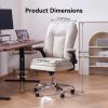 product-fancy-0732ecd0-c6f5-454c-a1af-c04dc495b67f Ergonomic Office Chair with Padded Flip-up Arms, Mid Back Executive Comfy Desk Chairs, Faux Leather Computer Rolling Chair with Wheels for Home, Adjustable Height, 360 Swivel, 300lbs, Beige, Black