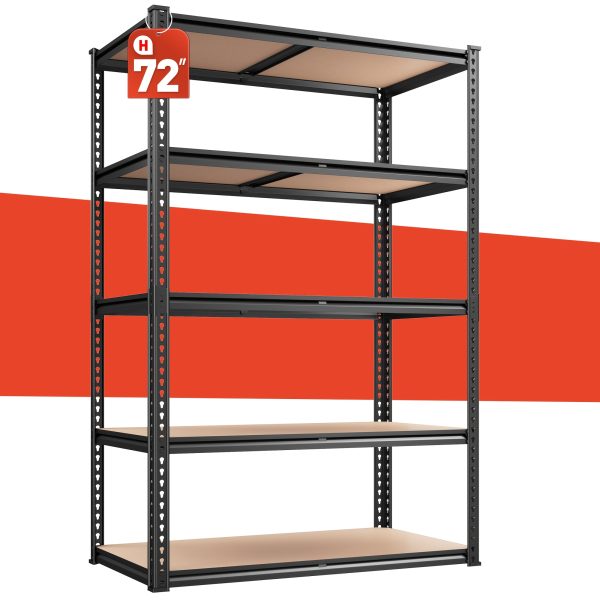 [Heavy Duty Shelving] 72''H Kitchen Standing Rack/Standing Baker'S Rack 2000LBS Garage Shelving 72"H X35.5"W X15.8"D Storage Shelves Heavy Duty Shelving 5 Tier Metal Shelves For Garage Shelves, Adjustable Shelving Unit For Kitchen Basement Pantry Utility Rack Shelf