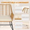 product-fancy-07670987-14f4-489e-a928-8fb5f8f68750 4pcs Outdoor Patio Furniture Collection • Rattan Bistro Set Featuring Cushions & Table • Wicker Loveseat for Conversations in Your Backyard, Balcony, Or Garden