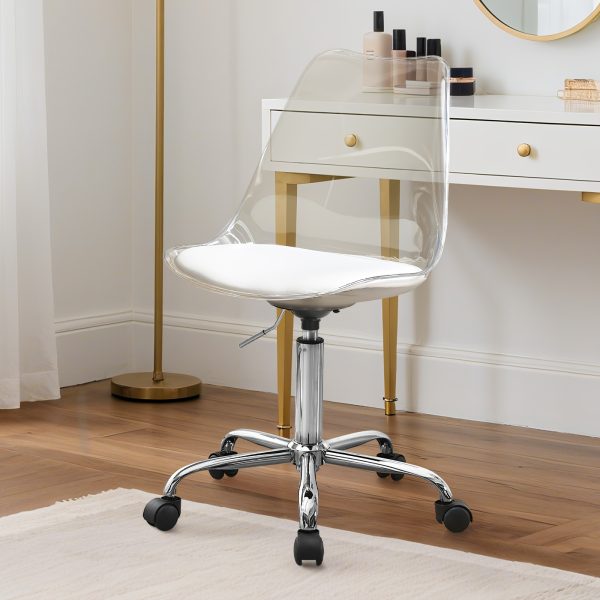 product-fancy-077c73a7-180a-469f-92b9-ed7dad7f27d8 Transparent Acrylic Office Chair, Contemporary Acrylic Chairs for Home Use with Wheels, Armless Swivel Vanity Rolling Chair Suitable for Office And Home