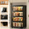 product-fancy-07925ef9-cc6e-4de4-8717-708c179aa2a5 No Assembly 2/3/4/5 Tier Foldable Stackable Storage Cabinet, 44.29 Inch Large Capacity Modular Organizer Box with Lid, Rolling Wheels & Magnetic Double Door, Space Saving Portable Multi-Layer Storage Unit, Easy Setup Household Storage Container