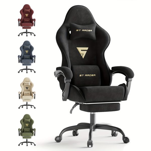 product-fancy-07a4f218-090e-4c62-b9d0-6778c27d0719 Velvet Fabric Ergonomic Gaming Chair with Footrest And Massage, Reclining Computer Gamer Chair for Adult And Teens, Racing Style PC Home Office Video Game Chair
