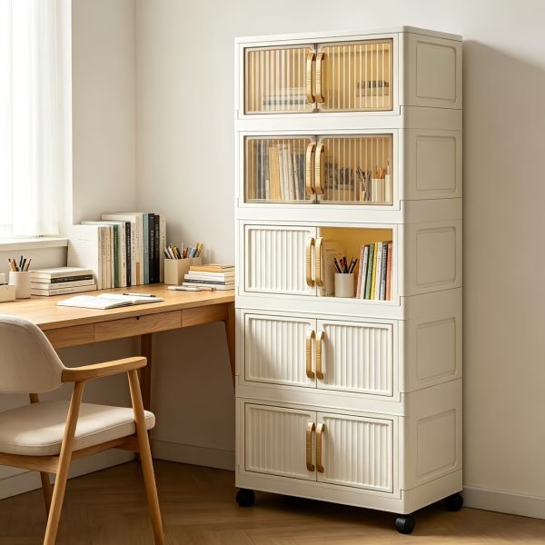 product-fancy-07d14cec-b255-462b-8b49-421e665a3150 A Five-story Ultra-large Capacity Cream-style Storage Cabinet with Compartments! Equipped with Wheels for Mobility, It Can Store All Clutter In Bedrooms, Living Rooms, And Bathrooms