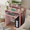 product-fancy-081e52ae-19f4-4cb2-9a9e-6065fa2f13ec 30" Pink Corner Computer Desk with Drawers - Space-Saving Design, Monitor Stand & Keyboard Tray, Ideal for Home Office or Bedroom, Sturdy Hardwood Construction