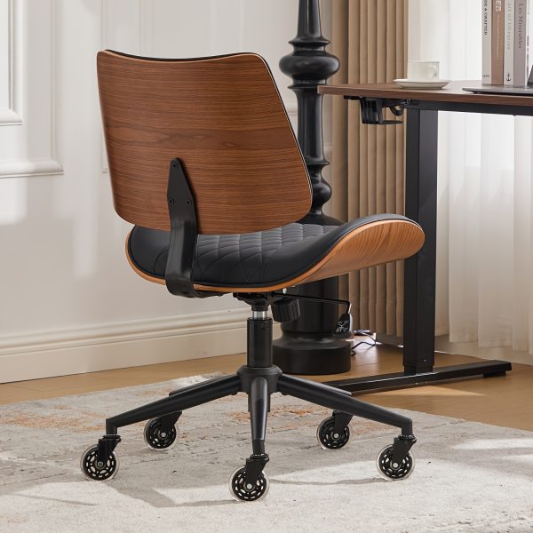 product-fancy-08598715-a61e-4468-9014-14141c6b9289 Armless Home Office Executive Chair, Desk Chair with Low Back Lumbar Support, Ergonomic Computer Desk Chair with 360° Swivel Wheels for Adult Work And Study, Black/Beige/Brown