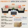 product-fancy-086bb335-dbb6-4fee-b9e4-0fba1184e6b2 Outdoor Patio Furniture Set, 7pcs Wicker Sectional Sofa And Coffee Table, Plush Cushions With 2 Soft Pillows, Rattan Patio Set For Porch, Garden, Or Backyard (Beige/Blue) - Patio Furniture Outdoor