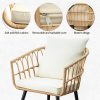 product-fancy-0870cab8-457c-47cb-a0a7-841778fa8022 Rattan Patio Bistro Set | Outdoor Balcony Furniture, Table and Chair Set, Suitable for Porch Backyard Patio, Yellow/Beige