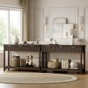 product-fancy-08982bd4-2eca-4712-9ac6-58b50d186aac 51 IN Fluted Console Table with 3 Drawers, Modern Entryway Table with Metal Handles, Sturdy Solid Wood Design, Hallway Table with Storage, for Living Room And Hallway