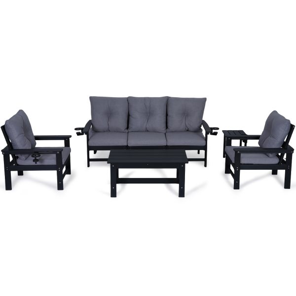 product-fancy-08a4d9c4-1ce3-4911-bb8f-3fc451f003c0 Outdoor Patio Furniture Set, 7pcs HDPE All Weather Free Combination Outdoor Furniture, Patio Conversation Sets W/ Sponge Cushions for Patio, Gaden, Yard Lawn Poolside