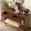 product-fancy-08b6f65e-1dee-4271-b8df-4ed016a49bcf 63"/55 Inch Console Table with 2 Drawers, Fluted Entryway Tables with Storage, Sofa Table Behind The Couch, Hallway Tables, Mid-Century Modern Foyer Table for Entryway, Hallway, Living Room, Walnut/Black/Natural White
