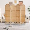 product-fancy-08c58048-eead-4439-9b8f-69ab0b17c628 4 Panels Room Dividers And Folding Privacy Screens, Hand-Woven Rattan Room Divider Wall, Wood Room Divider Freestanding Room Partitions Screen For Home Office Bedroom, Black