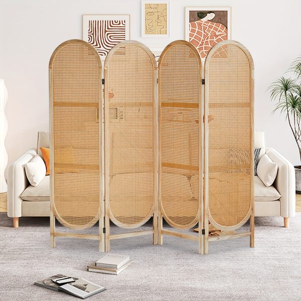 product-fancy-08c58048-eead-4439-9b8f-69ab0b17c628 4 Panels Room Dividers And Folding Privacy Screens, Hand-Woven Rattan Room Divider Wall, Wood Room Divider Freestanding Room Partitions Screen For Home Office Bedroom, Black