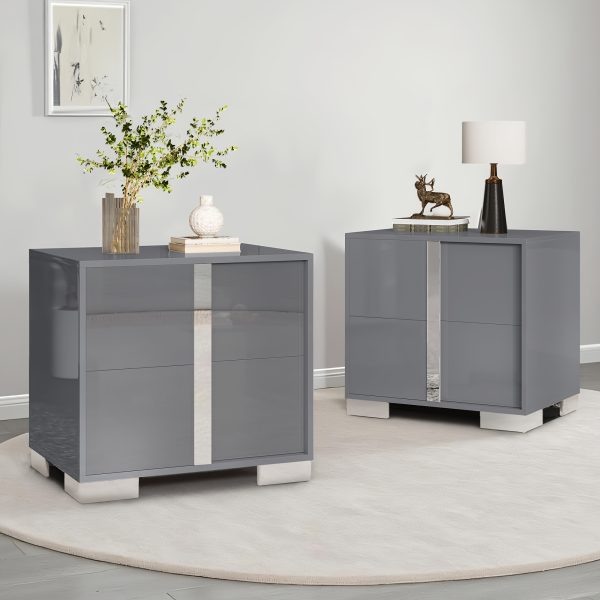 product-fancy-08cc3629-eaee-46b1-871e-23ac61941aba Modern Nightstand with Drawers - High-Gloss Bedside Table Suitable for, MDF/Fiberboard, Space-Saving End Table with Pull Handle, Assembly for Small Bedrooms & Contemporary Decor, Assembly Required