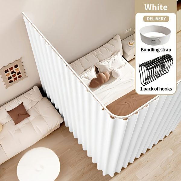 1pc Foldable Room Divider Curtain, Space-Saving Folding Privacy Screen with Hooks, Light-Blocking Polyester Curtain Suitable for Living Room, Bedroom, Kitchen- Modern Home Decoration Divider, Foldable Design, Easy Installation, Durable Fabric, S