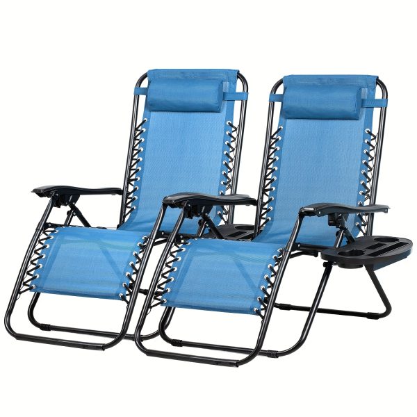 product-fancy-08ef4576-6d36-4952-8cb2-720903ae65b6 Set Of 2 Adjustable Relaxing Chairs, Zero Gravity Recliners With Cup Holder, For Patio, Lawn, Garden, And Beach