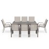 9pcs Outdoor Dining Table And Chair Set, Suitable for 8 People, The Set Includes 1 Long Table, 8 Fixed Seats, Suitable for Outdoor Garden Terrace Furniture Set