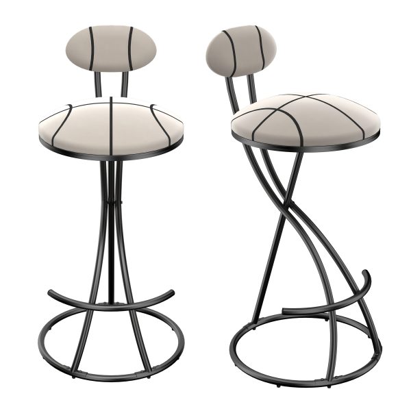product-fancy-09a48445-2ebc-4678-bf4e-bcfa55d5c993 Pair of Contemporary Velvet Bar Stools with Counter Height, Featuring a Golden Metal Frame And S-Shaped Stripe Backrest, Upholstered Round Chairs Inspired by Basketball And Soccer, Complete with Footrest for Dining Areas, Kitchens, And Bars