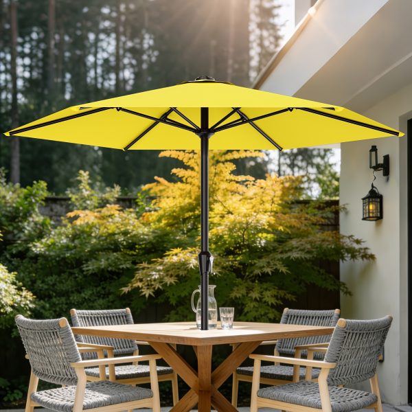 product-fancy-0a046131-312a-4a56-875a-9f69867f0d03 9FT Outdoor Patio Umbrella, Market Table Umbrella with Crank & 6 Sturdy Ribs, UV Protection Windproof, Pool Umbrella Perfect for Deck, Backyard, Lawn And Garden