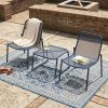 product-fancy-0a13f771-ffc3-4ad1-b390-5774b7ea97ce 3pcs Set Of Wrought Iron Art Outdoor Coffee Tables And Chairs, Durable And Stable, Fashionable And Creative Party, Evening Party, Garden Leisure Chairs, Tropical Style Breathable Mesh Design