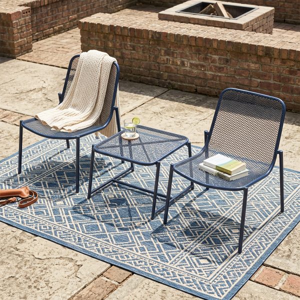product-fancy-0a13f771-ffc3-4ad1-b390-5774b7ea97ce 3pcs Set Of Wrought Iron Art Outdoor Coffee Tables And Chairs, Durable And Stable, Fashionable And Creative Party, Evening Party, Garden Leisure Chairs, Tropical Style Breathable Mesh Design
