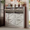 product-fancy-0a30ee64-17a4-4561-9cae-19297af9310a Washed Gray Shoe Storage Cabinet with 6 Flip Drawers | Narrow Freestanding Shoe Cabinet and Shoe Storage Organizer with Metal Handles for Entryway, Large Shoe Rack Organizer, Modern Farmhouse Style, Ideal for Shoe Racks, Made of Particle Board