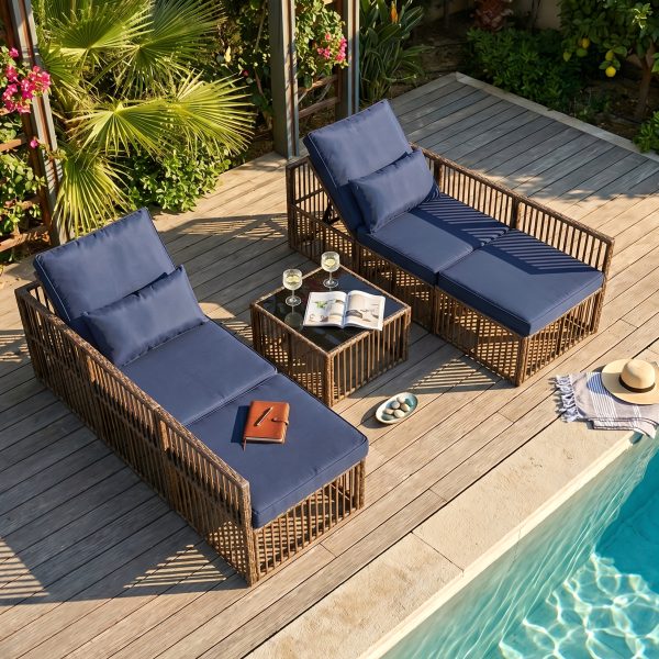 [All-Weather Wicker Set] Outdoor Patio Furniture Sets, All-Weather Wicker Patio Furniture Set with Multi-Functional Corner Sofa And Cushions, Coffee Table, Rattan Outdoor Sectional Conversation Sofa Set for Porch, Balcony, Backyard, Garden