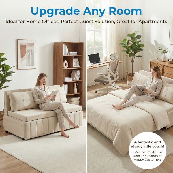product-fancy-0a52ead9-d58e-4618-ada9-dfdc04510bb1 3in 1 Convertible Queen Sofa Bed, Pull Out Sleeper Couch, Armless Loveseat for Small Spaces