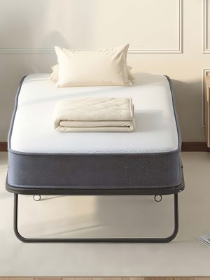 Folding Bed with 4 Inch Memory Foam Mattress, Single Rollaway Bed for Guests, Space Saving Portable Bed with Lockable Wheels, Easy Assembly& Moving, 75 x 31(Standard)