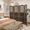 product-fancy-0aba12da-8cd5-4cbf-9367-07733b3d8fc1 4/6 Panel Room Divider, 5.58 FT Folding Privacy Screen Room Separation, Freestanding Partition for Home Office Garden, Wood Carved Portable Room Divider Panel, Antique White/Rustic Brown
