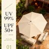 [9ft Polyester Patio Umbrella] 9ft Polyester Patio Umbrella with Base | Outdoor Market Umbrella with Ventilation, Suitable for Pool, Garden, Backyard, Deck, Christmas & Halloween