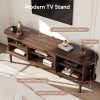 product-fancy-0b141998-fd06-4dcd-bd75-1f1569b5be71 68 Inch Mid-Century TV Stand for TVs Up to 70 Inch, Entertainment Center with Storage, Power Outlet, Recessed Sliding Doors & Adjustable Shelves, Modern Media Console for Living Room, Housewarming Gift