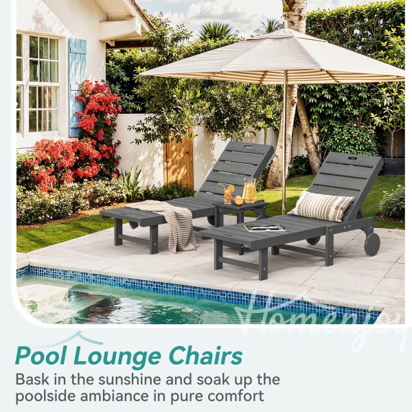 product-fancy-0b211f48-91f6-4f72-9d41-46215e8995c3 Chaise Lounge Chair Outdoor, HDPS Material, Outdoor Pool Lounge Chairs with 5-Position Backrest, Patio Lounge Chair with Wheels for Outside, Poolside, Beach