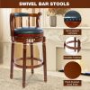 product-fancy-0b274e55-664d-4a54-86b2-846ecbc54a25 360° Swivel Modern Bar Stool with Premium Leather Seat and Dark Wood Finish - Hand-Nailed Trim, Durable Rubberwood Construction, Suitable for Kitchen Island, Home Bar, or Dining Area