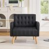product-fancy-0b2959ed-7e69-436b-93c7-bedfce6ff43c Armchair, Faux Leather Decorative Chair, Mid-Century Modern Tufted Lounge Chair with Wooden Legs And Pockets, Comfortable Kids' Chair, Reading Chair for Living Room, Waiting Room, Bedroom, Room, Cozy Reception Armchair