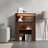 product-fancy-0b63a753-bf6b-4f10-9228-c23c75ff5045 Contemporary Storage Unit Featuring Two Shelves And One Compartment, a Display Cabinet with a Glass Door, a Bookshelf with Sleek Handles, Suitable for The Living Room, Office, And Entryway, Stylishly Designed in Brown