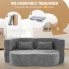 product-fancy-0b72261a-5ed0-4a42-a2bc-a7f71c5bde5c Convertible Folding Sofa Bed, 78" Full Size Floor Sleeper Couch, Faux Rabbit Fur Full Foam Futon Loveseat for Living Room Bedroom, No Assembly Required