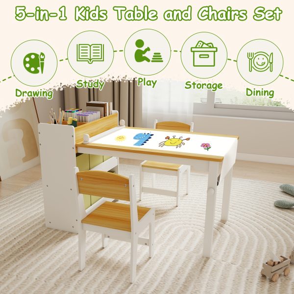 product-fancy-0b92c5b2-e3f3-4a52-912b-7c7106eb0152 Children's Folding Art Desk & Chair Set with Storage Box & Tissue Holder - Wooden Table and Chair Suitable for, Assembly Compact Folding for Room, Playroom, Learning Table